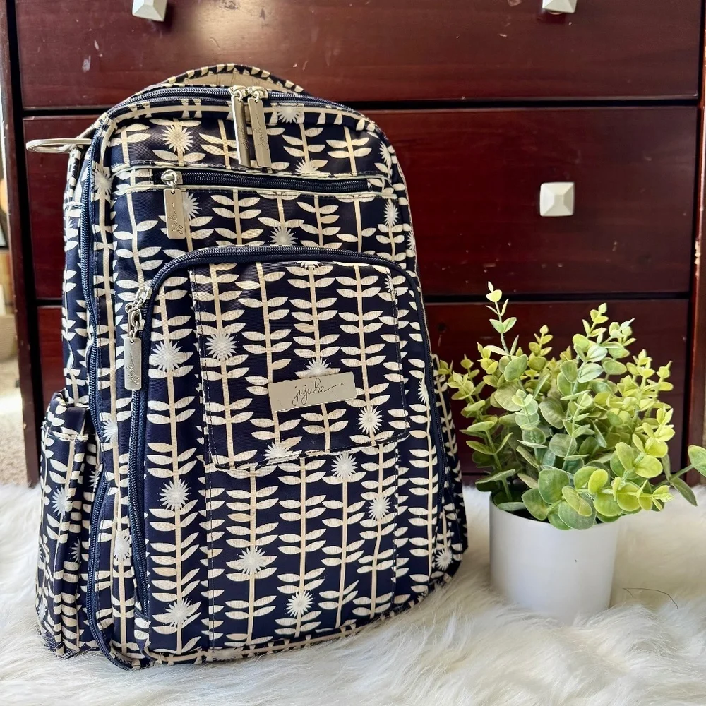 Ju-Ju-Be Be Right Back BRB Dandy Lines Collection Navy Floral Backpack DiaperBag